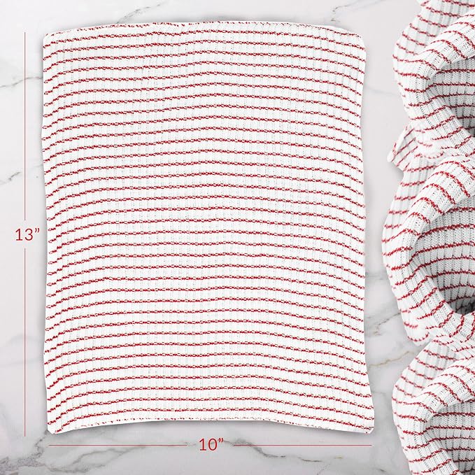 World's Best Kitchen Dish Cloths - Set of 6 Red Dishcloths for Washing Dishes - Absorbent Poly Cotton Waffle Weave Dish Rags, Made in USA