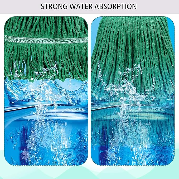 10 PCS 27.6 Inch Commercial Mop Head Refills – Heavy Duty Cotton Replacements for Industrial and Residential Floor Cleaning (Green)