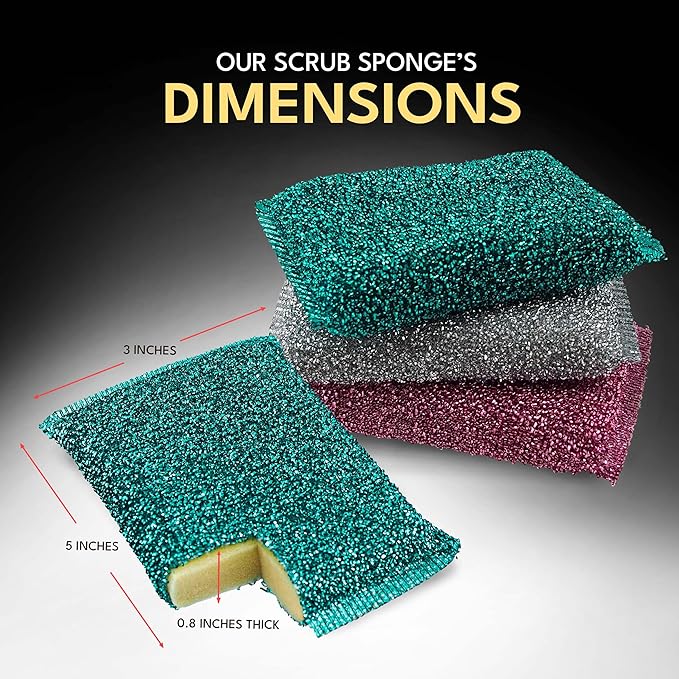 Dish Sponges for Kitchen(30 Pcs) Non-Scratch Scrub Sponges for Dishes, Pots, Pans, Glass, Stainless Steel & Nonstick Cookware–Odor-Resistant, Quick-Dry, Flexible, Durable & Reusable Cleaning Scrubbers