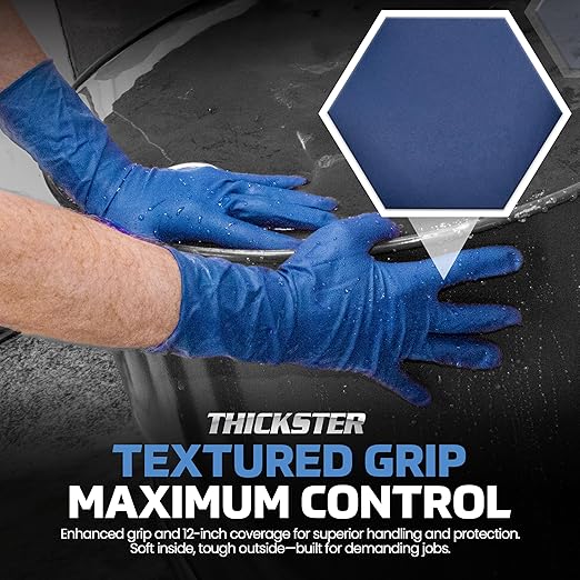 SAS Thickster Powdered Latex Disposable Gloves | 14 Mil - Large | Blue, Box of 50 | 6603
