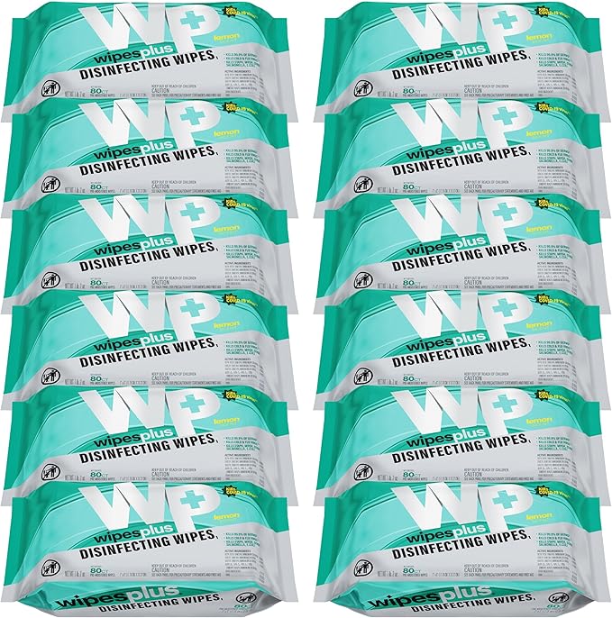 WIPESPLUS Countertop Wipes Table Wipes, Wet Wipes, 960 Count, (12 Packs of 80)