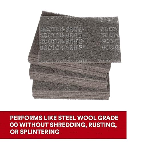 3M Scotch-Brite Ultra Fine Grade 7448 Hand Pad, Pack of 20, 6 in x 9 in Hand Pads, Nonwoven Silicon Carbide, Surface Preparation, Scuffing, and Cleaning, Gray