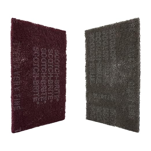 CANOPUS Scuff Pads 3 Maroon Very Fine 7447 and 3 Gray Ultra Fine 7448, 6" x 9" Abrasive Hand Sanding Pads, Surface & Paint Preparation, Scouring, Cleaning, Finishing, Automotive Autobody, Made of 3M