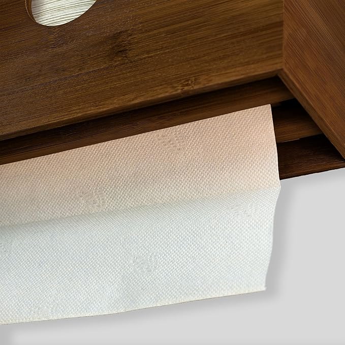 eBun Bamboo C Fold Paper Towel Dispenser – Wall Mount & Countertop Napkin Holder for Multifold, Z-Fold Styles, Modern Farmhouse Paper Towel Holder for Bathroom, Kitchen, Office & Commercial Use, Brown