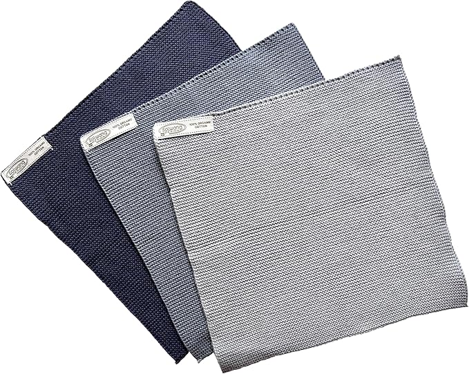 Solwang 3-Piece Danish Cotton Dishcloths in 100% Certified Organic Cotton Made in India (Storm Grey Organic Combi)