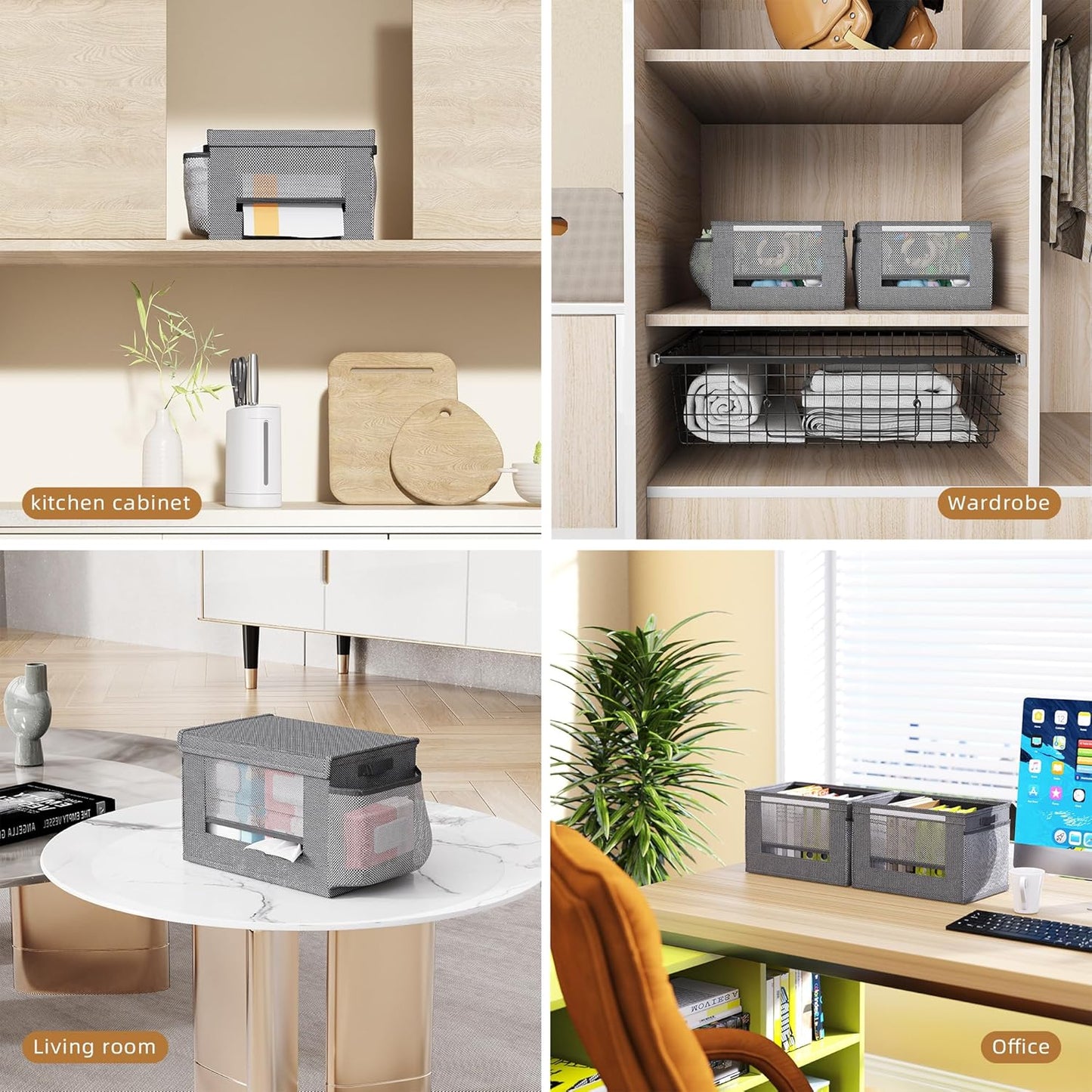 2 Pack Extra Large Trash Bag Holder Dispenser,Oxford Cloth Garbage Bag Storage Organizer with Mesh Pockets,Foldable Kitchen Trash Bag Holder Fits 33/30/13 Gallon Roll for Kitchen and Pantry