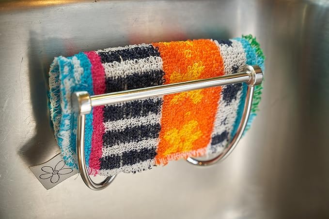 Skoy Cleaning Bundle - Cloth, Scrub, Gray Towel and Sink Holder – Environmentally Friendly, Kitchen & Household Use, Plastic-Free Packaging, Great Gift Idea!