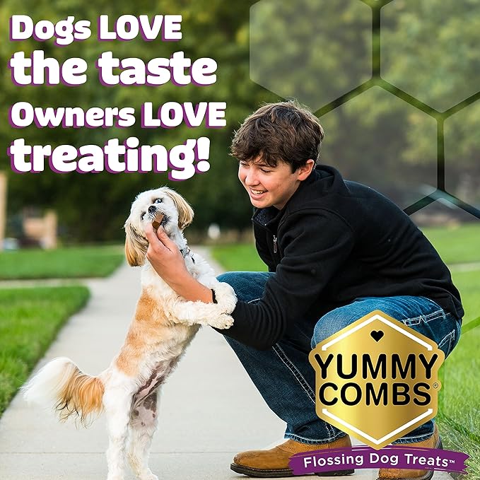Yummy Combs Dog Dental Treats – Vet VOHC Approved – Delicious Chicken Protein – Removes Tartar with Cleaning Comb Shape – Dental Dog Treats for Medium Dogs (24oz, 30 Count)