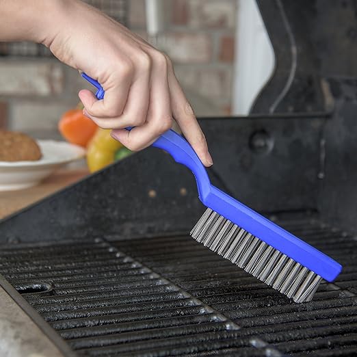 SPARTA 4067000 Flo-Pac Carbon Steel Griddle Brush, Grill Cleaning Brush, Kitchen Brush With Hanging Hole For Kitchen, Restaurant, Home , 11 Inches, Blue