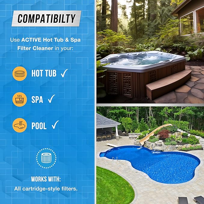 ACTIVE Mold Stain Remover Gel and Hot Tub Filter Cleaner - Includes 7oz Mold Stain Remover and 32oz Spa Filter Cleaning Solution