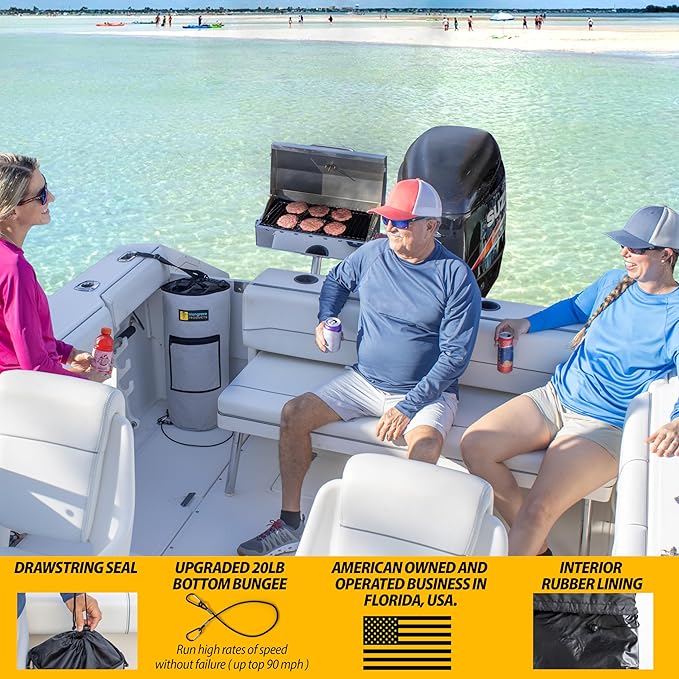 Mangrove Products: Portable Boat Trash Can, Reusable Trash Bag, Boating Equipment, Boat Storage, Boat Accessories Marine, Pontoon Boat Accessories, Fishing, Sandbar, RV, or Camping