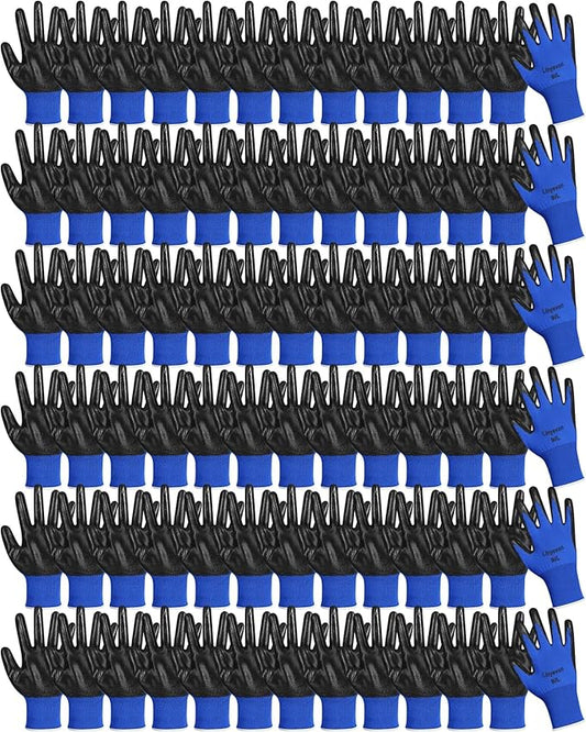 Maxcheck PU Coated Gloves Bulk, Reusable Rubber Safety Gloves for Men Women Work Warehouse, Mechanic, Woodworking