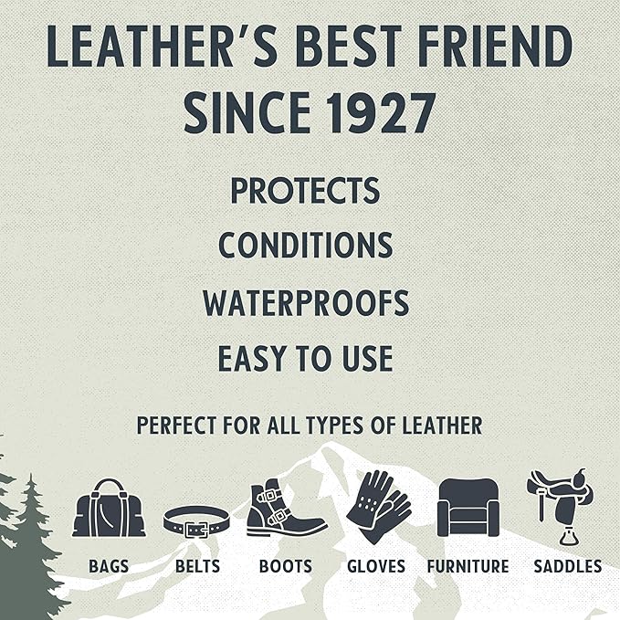 Snowshoe Leather Conditioner, Made in USA Since 1927 - Protect, Condition, Restore & Waterproof - Leather Conditioner for Furniture, Couch, Purses, Shoes, Boots, Gloves, Saddles (4 oz)