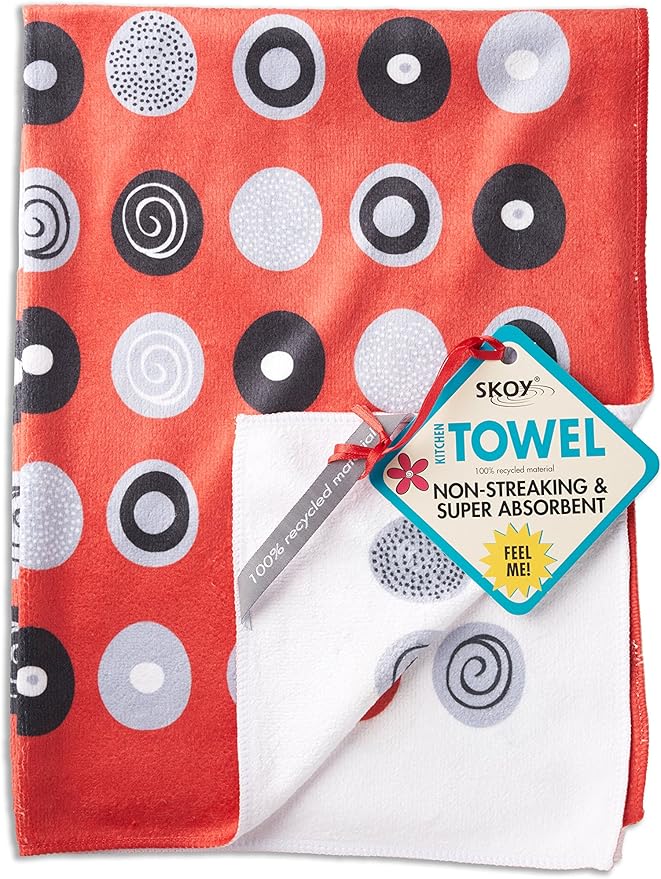 Skoy Cleaning Bundle - Cloth, Scrub, Red Towel and Sink Holder – Environmentally Friendly, Kitchen & Household Use, Plastic-Free Packaging, Great Gift Idea!