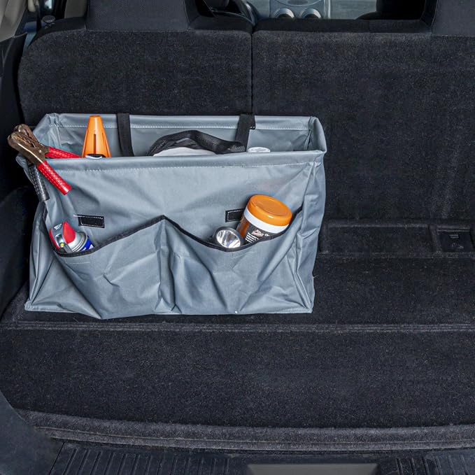 Household Essentials Krush Container All‑Purpose Utility Tote with Exterior Pockets, Gray