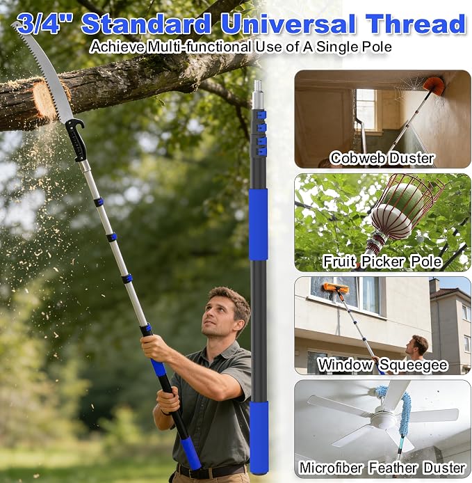 AgiiMan 4-16 FT Telescopic Pool Pole, Swimming Pool Pole with 4 Baffle Locks Durable Aluminium and Vacuum Ports Telescopic Extendable Poles Use with Cleaning Nets, Skimmers, Brushes and More