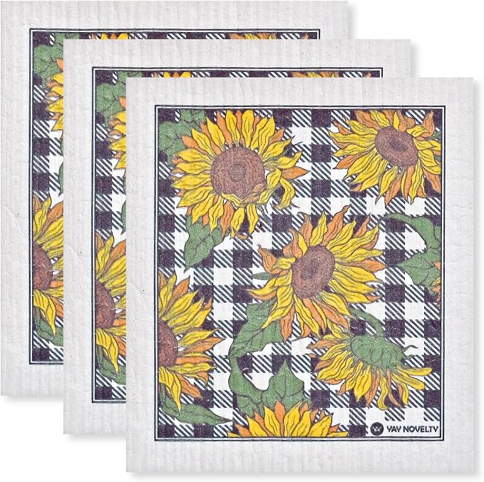 Swedish Dishcloths - 12 Pack | Made in Germany | Ultra-Absorbent, Reusable Cellulose Sponge Cloths for Kitchen | No-Odor, Eco-Friendly Cleaning Wipes | Water-Based Ink | Foral