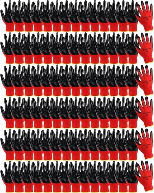 Maxcheck PU Coated Gloves Bulk, Reusable Rubber Safety Gloves for Men Women Work Warehouse, Mechanic, Woodworking
