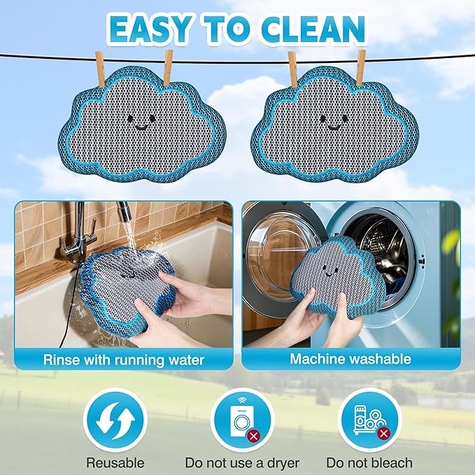 Ray Hot Tub Scum Absorber - Reusable Stingray Floating Spa Sponge & Oil Remover with Optional Tether - Washable Devilfish Oil Absorbing Sponge for Jacuzzi, Pool, and Bath (Cloud 2 Pack)