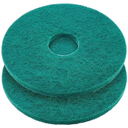 Teenyyou 2 Pcs 12" Green Scrubbing Pads Commercial Cleaning Orbiter Pads-Maintenance Non Woven for Floor Buffer Machine