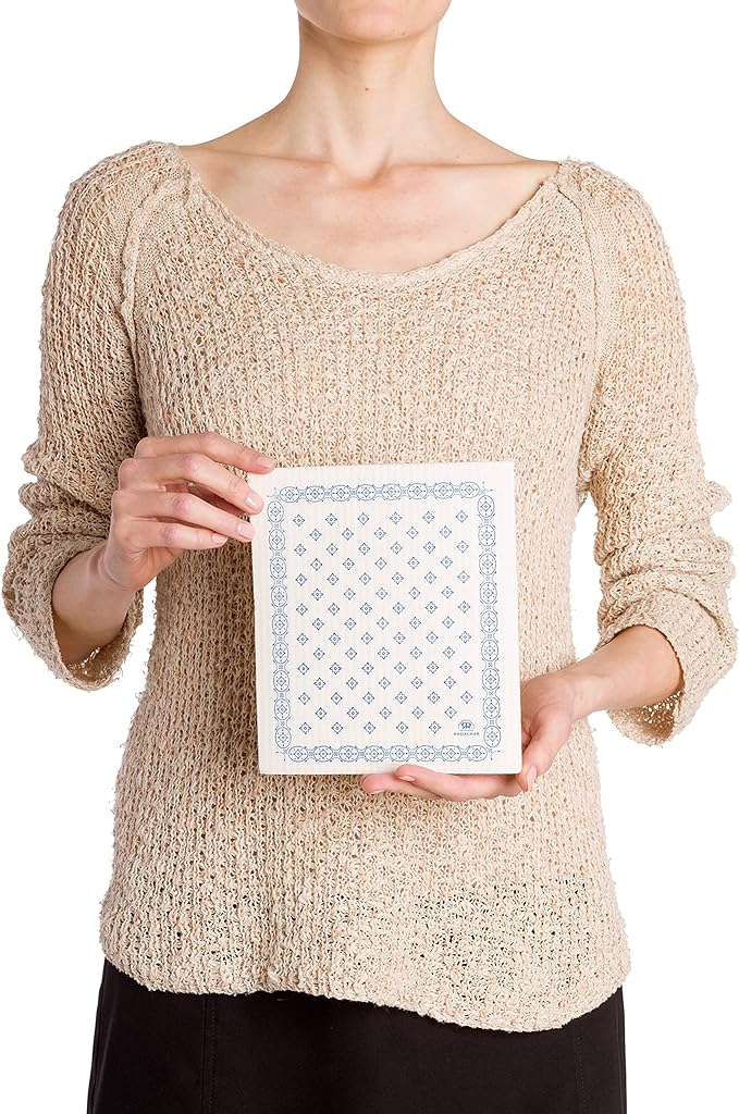 Redecker Reusable Cellulose Dishcloth, Bulk Set of 10, Eco-Friendly and Biodegradable Sponge Cleaning Cloths, Machine Washable, Durable, Absorbent, No Odor, Made in Germany