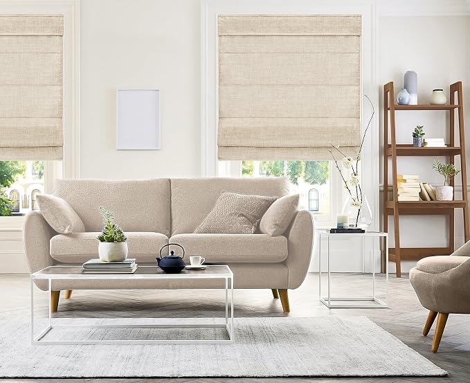 Chicology Cordless Roman Window Shade, Belgian Flax, 47"W x 64"H | Cordless Child-Safe, Room Darkening UV, Inside/Outside Mount, True-to-Size No Cut, Rich Textured Fabric, Spot-Clean Care Only