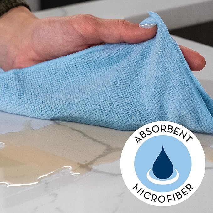 S&T INC. Microfiber Cleaning Cloth, Bulk Microfiber Towel for Home, Reusable and Lint Free Cloth Towels for Car, Light Blue, 11.5 Inch x 11.5 Inch, 25 Pack