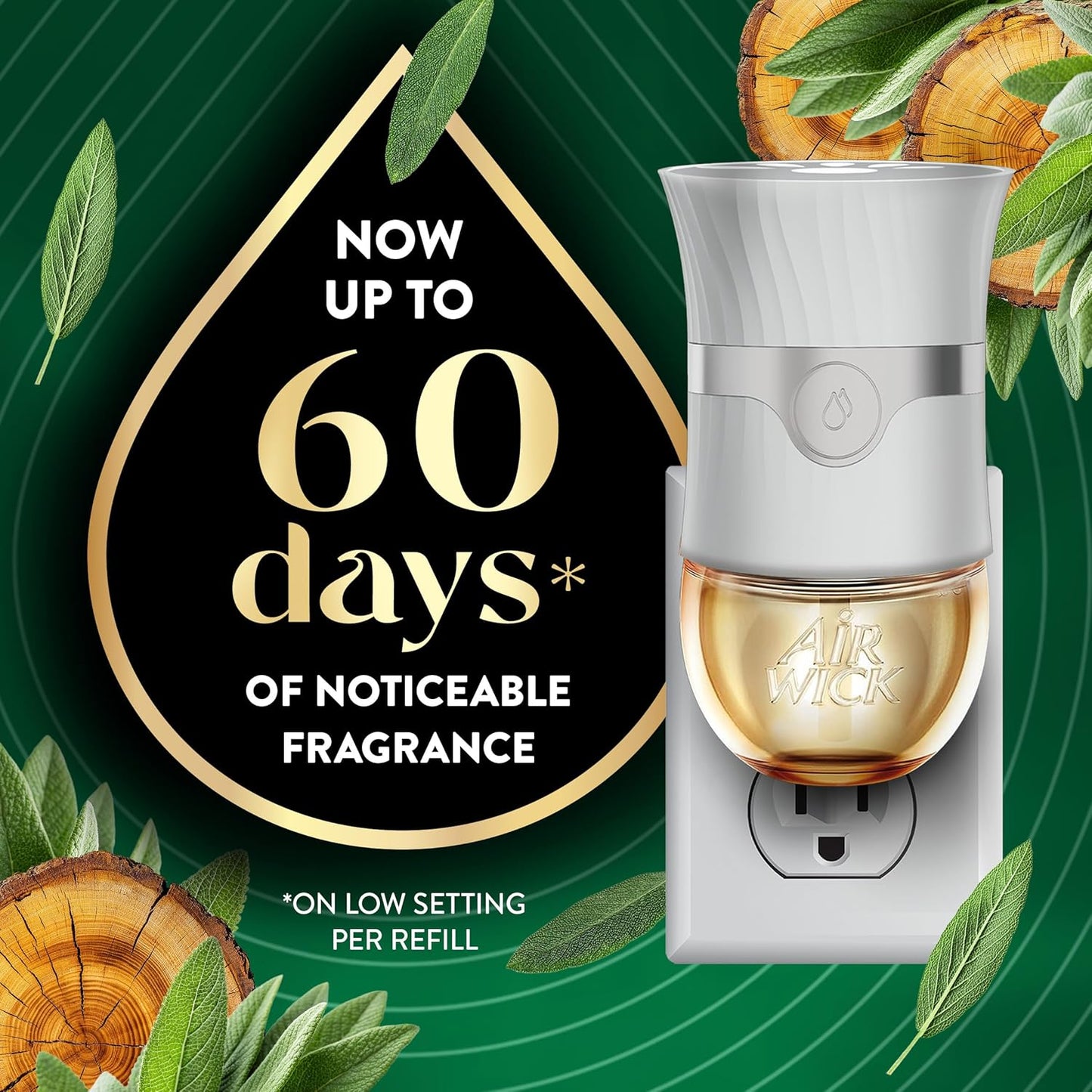 Air Wick Plug in Scented Oil Refill, 5ct, White Sage & Mahogany, Air Freshener, Essential Oils