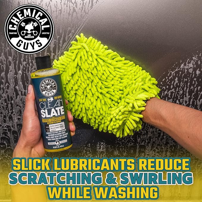 Chemical Guys CWS80364M Car Wash Starter Bundle - Clean Slate Deep Surface Cleaning Car Wash Soap, 64 oz (.5 Gallon) Citrus Scent + Chenille Wash Mitt (2 Items) Works on Cars, Trucks, SUVs, & More