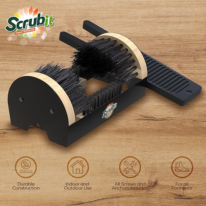 Scrubit heavy-duty boot scraper & Jack - Boot remover and pul custodianfor Shoes, Cowboy Boots; Cleans snow, sand, mud - 12x6 all-weather scrubber