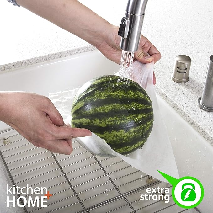 Kitchen + Home Paper Towel Alternative – Heavy Duty Washable Reusable Rayon Towels Made From Bamboo - One roll replaces 6 months of towels! 4 Pack