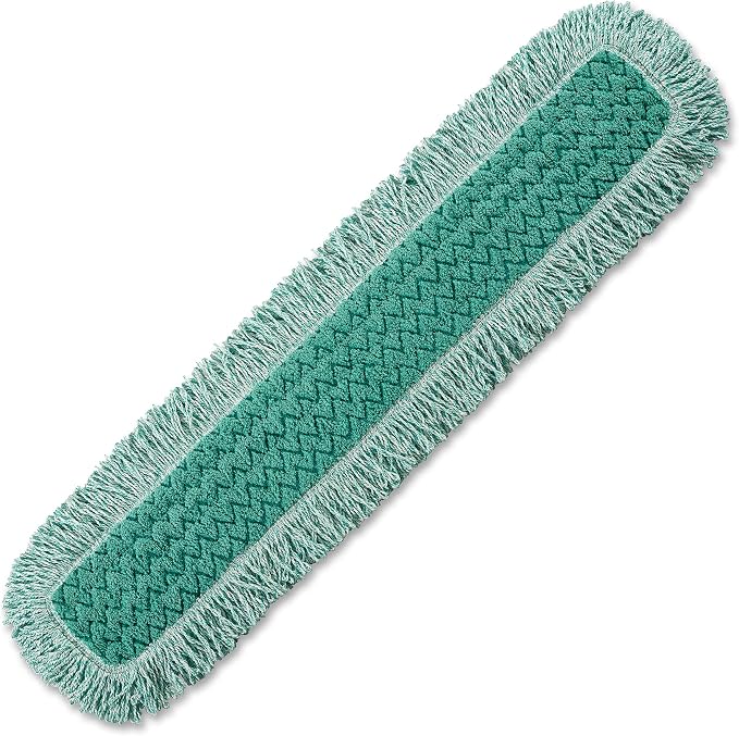 Rubbermaid Commercial Products HYGEN 36 inch Microfiber Dust Pad with Fringe, Green, For Janitorial/Professional Cleaners and Heavy-Duty industrial Cleaning/Dusting/Sweeping