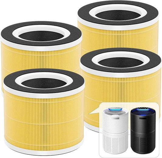 4 Packs RP-AP088 HEPA Replacement Filters Compatible with RENPHO RP-AP088B, RP-AP088, RP-AP088W Air Cleaner Purifiers (Medium Room), Part Number RP-AP088-F1, RP-AP088-F2
