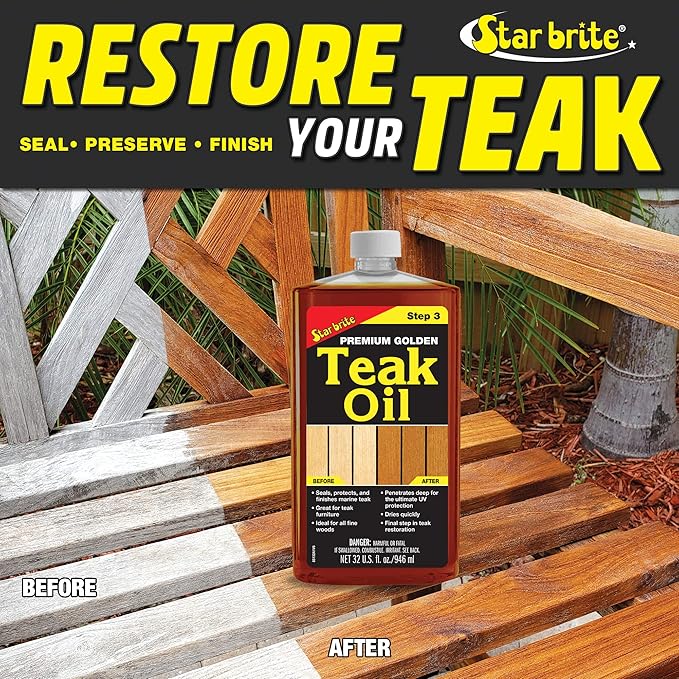 STAR BRITE Premium Golden Teak Oil 16 Oz- Sealer, Preserver, & Finish for Outdoor Teak & Other Fine Woods (085116PW)