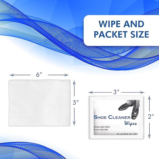 Diamond Wipes Pre-Moistened Shoe Shine Wipes, Streak-Free Shoe Cleaner Pack of 50 Individually Wrapped Wet Wipes - Use On Leather, Travel Essentials