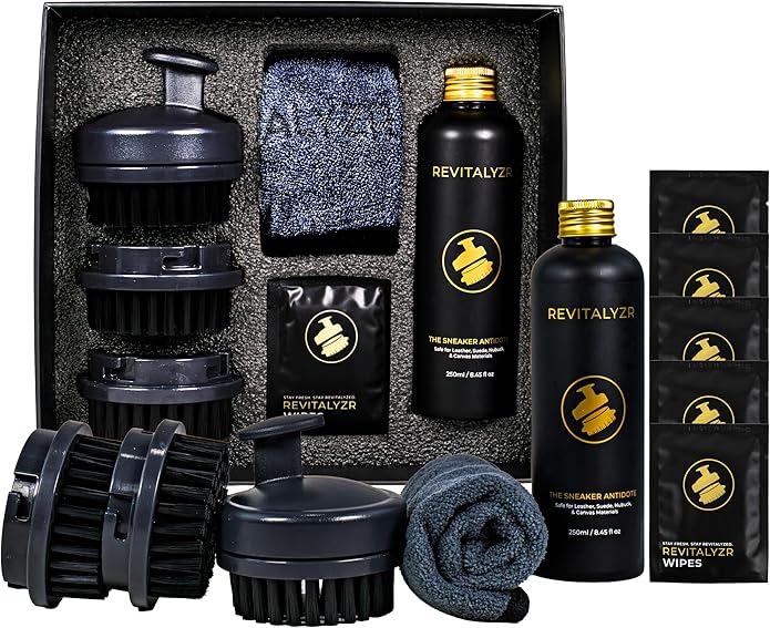 Shoe Cleaning Kit - 250ml Non-Toxic Shoe Cleaner - Suede Cleaner with 3 Shoe Cleaning Brush, 5 Wipes & Microfiber Cloth - Sneaker Cleaner Kit for Leather, Suede, Canvas, Mesh & Boots