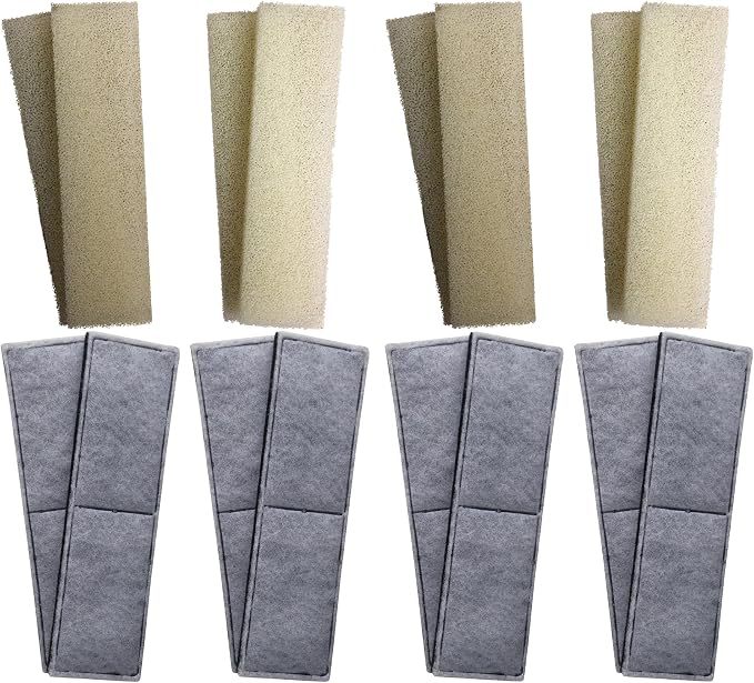 Finest-Filters 8 x Compatible Foam and 8 x Compatible Polycarbon Carbon Cartridges to Fit Fluval U4 Internal