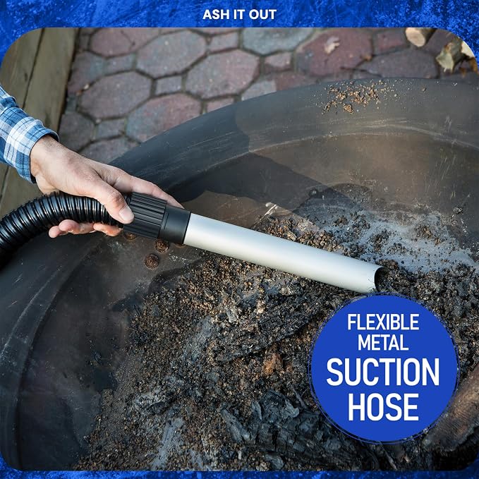 Snow Joe Bagless Ash Vacuum Cleaner Machine, Metal Canister with Hose and Filter, 4.8 Gallon, 5-Amp Motor - Vacuuming and Cleaning Equipment for Home, Garage and Outdoor Spaces, ASHJ202E
