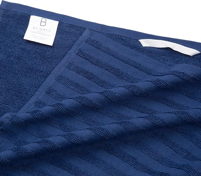 Premium Kitchen Towels (20”x 28”, 6 Pack) | Large Cotton Dish Towels 450 GSM | Highly Absorbent Terry Kitchen Linen Set with Hanging Loop | Blue Solid