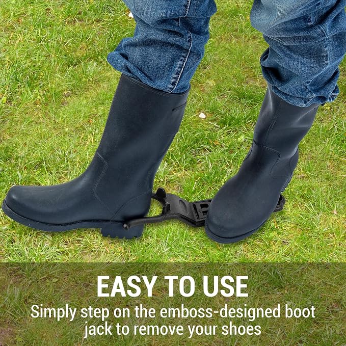 MyGift Boot Brush Scraper Outdoor, Boot Cleaner Scrubber & Boot Jack Remover for Cowboy Boots