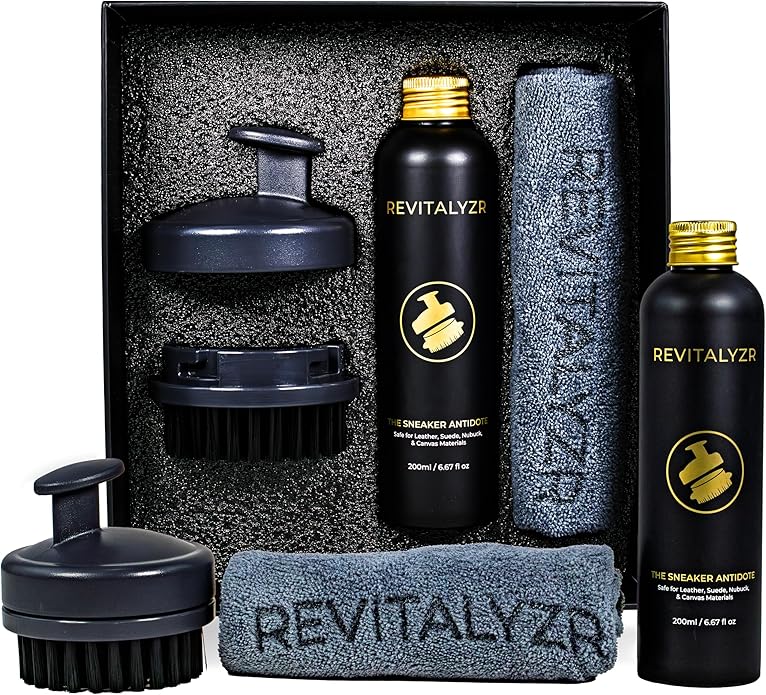 Premium Shoe Cleaning Kit – Sneaker Cleaner for Leather, Suede, Nubuck, Canvas – Includes 200ml Cleaning Solution, Ergonomic Brush, Microfiber Cloth