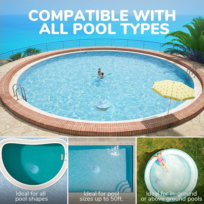 Robotic Pool Cleaner, Cordless Pool Vacuum with Dual-Drive Motors, Top Handle, Self-Parking Technology, Lightweight, Perfect for Above-Ground/In-Ground Flat Pools up to 645sq.ft (Lasts 90 Mins)