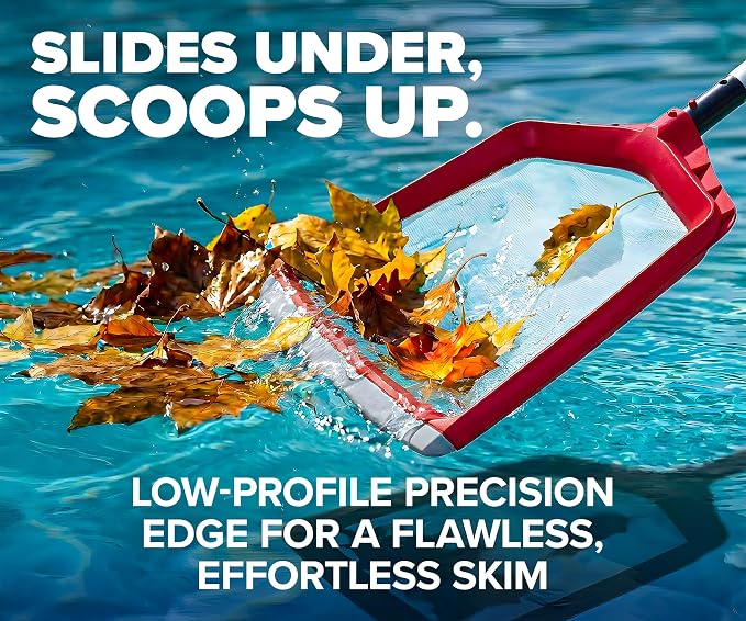 Pool Leaf Skimmer Net for Cleaning with 13 Feet Aluminum Telescopic Pool Pole Swimming Pool Leaf Net - Heavy Duty, Reinforced Frame, Large Capacity Pool Rake // The Ultimate