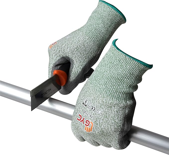 GYC Gloves, Cut Resistant Safety Work Gloves - Level 5 Cut Protection, 10 Pairs Pack - Excellent Dexterity & Breathability, Comfortable Soft PU coated (TK-713D/Size 9 - LARGE)