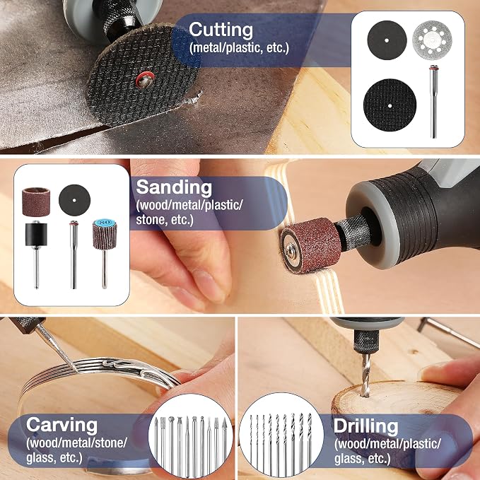 WORKPRO 530-Piece Rotary Tool Accessory Kit, Rotary Tool Bits for Easy Cutting, Grinding, Sanding, Polishing, Cleaning, Drilling, Carving and Engraving