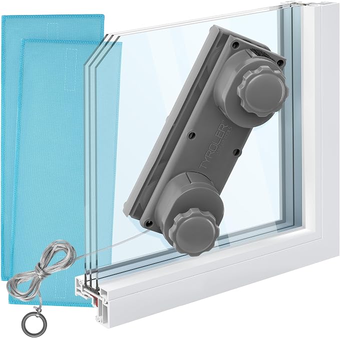 Tyroler Magnetic Window Cleaner Tool | The Silicone Glider R-3 AFC Fits Windows 0.2"-1.5" Thick | Double Sided Outside Window Cleaner Tool | Adjustable Control