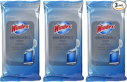 Windex Electronics Wipes, Pre-Moistened, Provides Streak-Free Shine, 25 Count (Pack of 3)