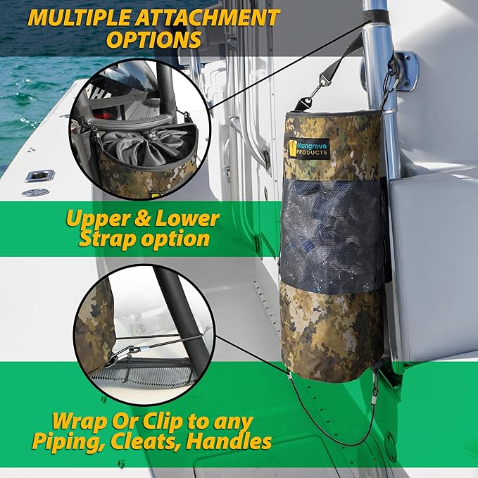 Mangrove Products: Portable Boat Trash Can, Reusable Trash Bag, Boating Equipment, Boat Storage, Boat Accessories Marine, Pontoon Boat Accessories, Fishing, Sandbar, RV, or Camping