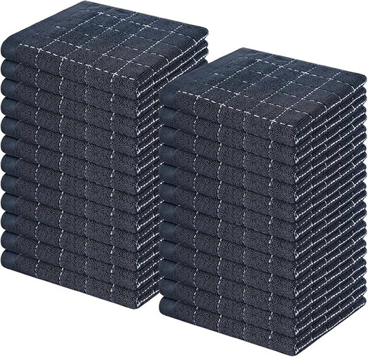 Homaxy 100% Cotton Terry Kitchen Dish Cloths, Ultra Soft and Absorbent Dish Towels for Kitchen, Suitable for Drying and Washing Dishes, 24 Pack, 12 x 12 Inches, Dark Grey