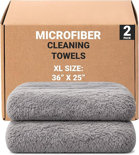 Platinum Microfiber Towels for Cars Extra Large Towel Set of 2 Drying Towels with Maximum Absorbency, Scratch Free Wash Towels for Detailing, Microfiber Cleaning Cloth Towel Kit
